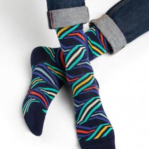 Chaussettes coton motif diagonales destructurees